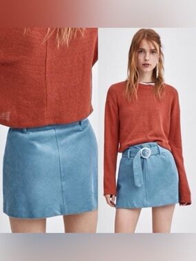 ZARA blue corduroy mini skirt